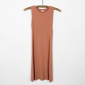 Aritzia Wilfred Free Ribbed Mini Dress Coral Peach Modal Sleeveless Size XS
